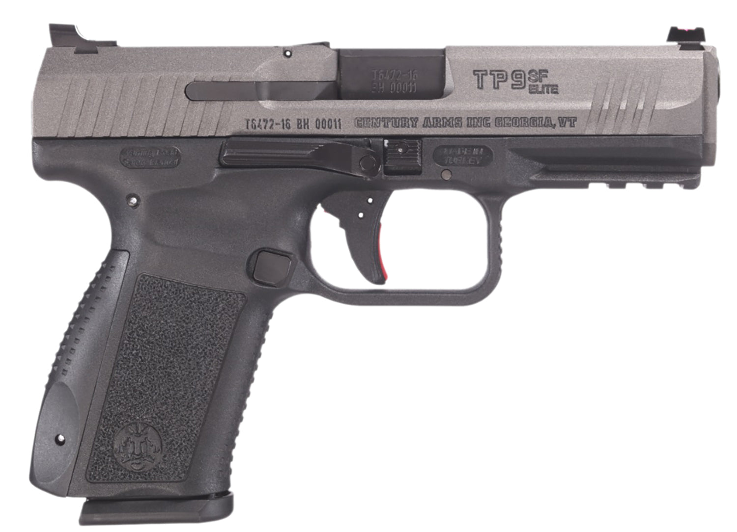 Canik HG4870TN TP9 SF Elite 9mm Luger 10+1 4.19" Black Match Grade Barrel, Tungsten Gray Cerakote Serrated Steel Slide, Black Polymer Frame w/Picatinny Rail, Textured Grip