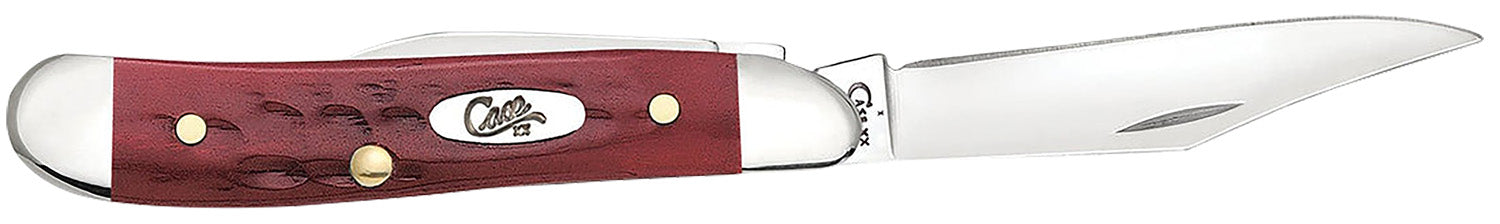 Case Peanut Folding Pocket Knife #00781 – Clip/Pen Mirror Polished SS Blades, Corn Cob Jigged Old Red Bone Handle