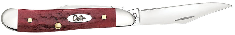 Case Peanut Folding Pocket Knife #00781 – Clip/Pen Mirror Polished SS Blades, Corn Cob Jigged Old Red Bone Handle
