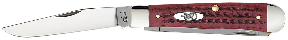 Case Trapper Medium Folding Pocket Knife #00783 – Clip/Spey Mirror Polished SS Blades, Corn Cob Jigged Old Red Bone Handle