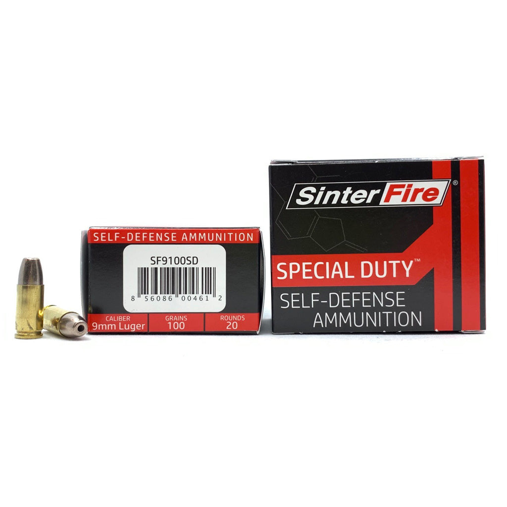 SinterFire 9mm Luger/Parabellum SF9100SD Special Duty (SD) Lead Free Frangible Hollow Point 100 Grain