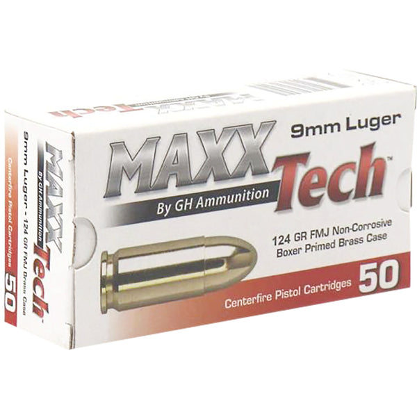 MaxxTech 9mm Luger/Parabellum PTGB912B, PTGB9124B 3877000606221 Full Metal Jacket FMJ 124 Grain
