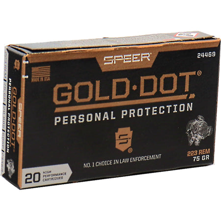 Speer .223 Remington 24469 Gold Dot Hollow Point Personal Protection Soft Point SP 75 Grain