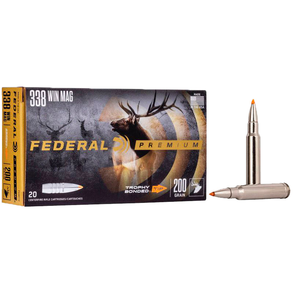 Federal .338 Winchester Magnum Rifle Ammo Vital-Shok Trophy Bonded Tip PolyTip 200 grain 