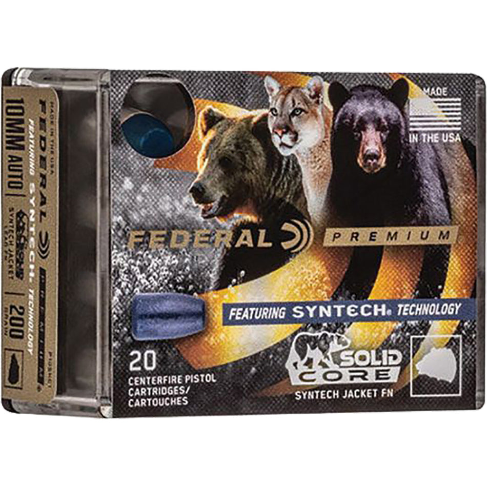Federal 10mm Auto P10SHC1 Premium Solid Core Synthetic Flat Nose 200 Grain
