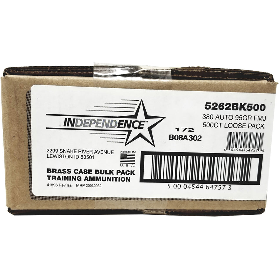 Independence .380 ACP/Auto 5262BK500 Full Metal Jacket FMJ 95 Grain