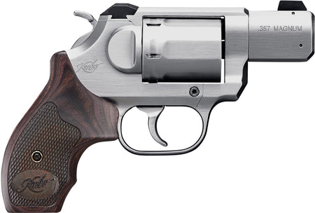 Kimber Mfg, Inc 3400021 K6S DA/SA 357 Mag 6 Shot 2" Brushed Stainless Steel Barrel & Cylinder, Brushed Stainless Steel Frame, Diamond Checkering Grip, Exposed Hammer
