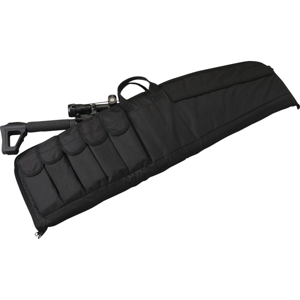 Uncle Mike's 41 in. Tactical Rifle Case Black with 5 External Mag Pouches