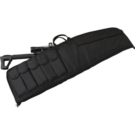 Uncle Mike's 41 in. Tactical Rifle Case Black with 5 External Mag Pouches