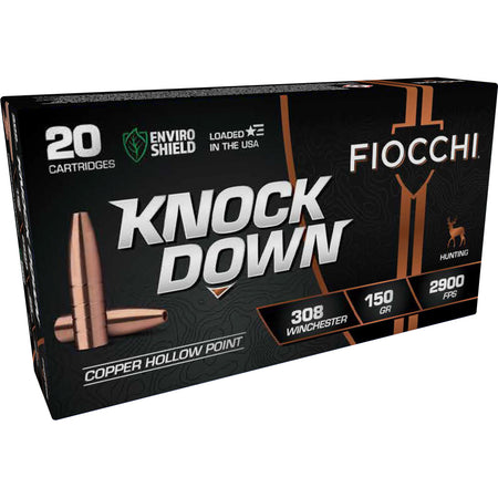 Fiocchi .308 Win / 7.62x51mm 308CHB Knock Down Enviro Shield Hollow Point HP 150 Grain