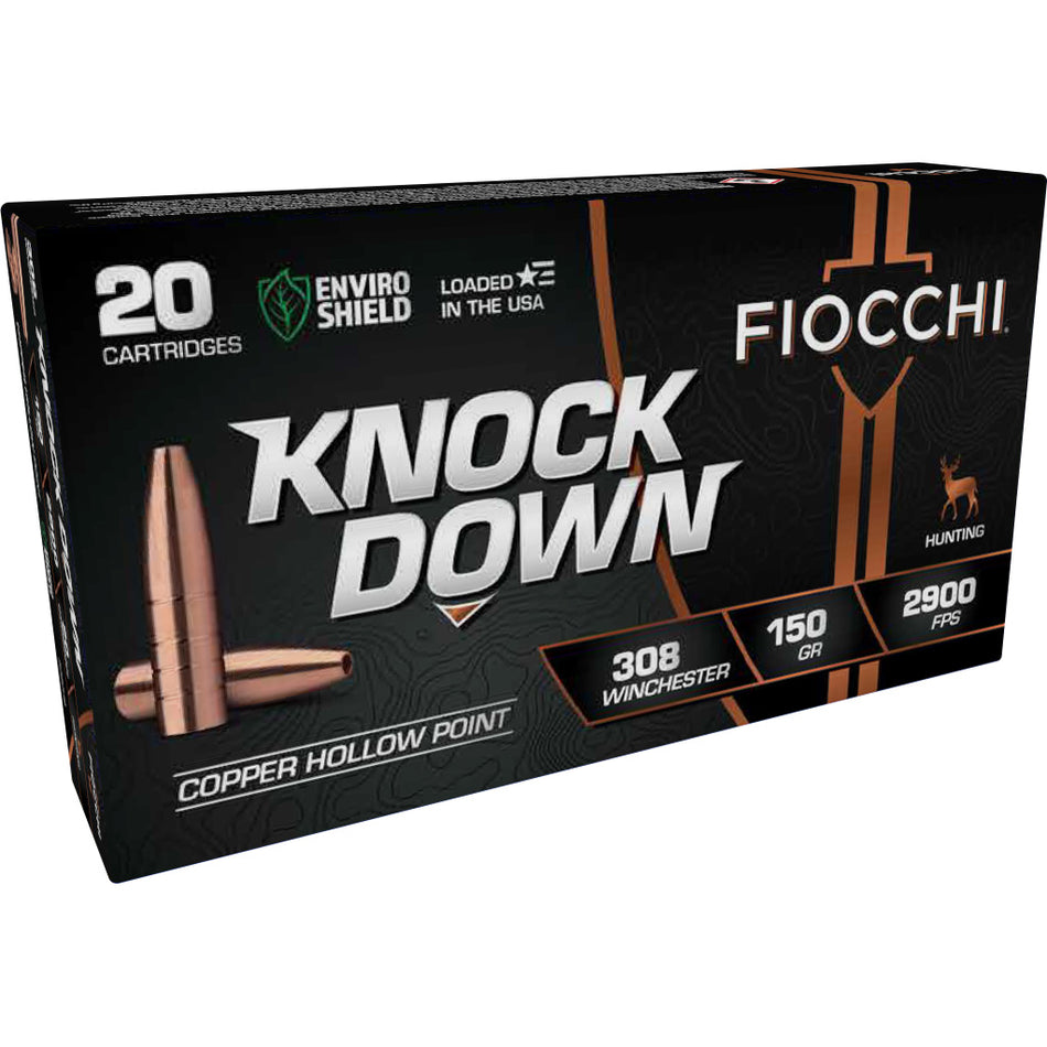 Fiocchi .308 Win / 7.62x51mm 308CHB Knock Down Enviro Shield Hollow Point HP 150 Grain