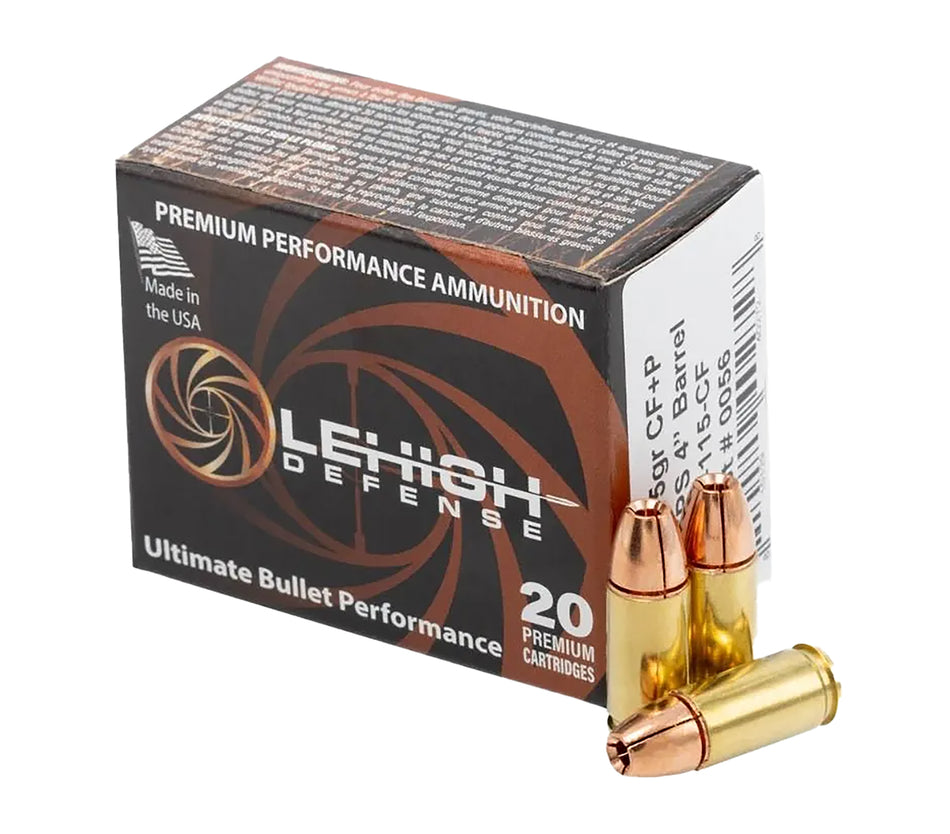 Lehigh Defense 9mm Luger / Parabellum Handgun Ammo  Fragmenting Hollow Point JHP 115 grain 