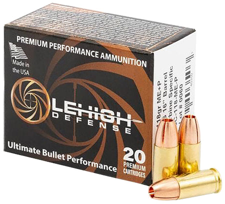 Lehigh Defense 9mm Luger / Parabellum Handgun Ammo  Solid Hollow Point CSHP 118 grain 