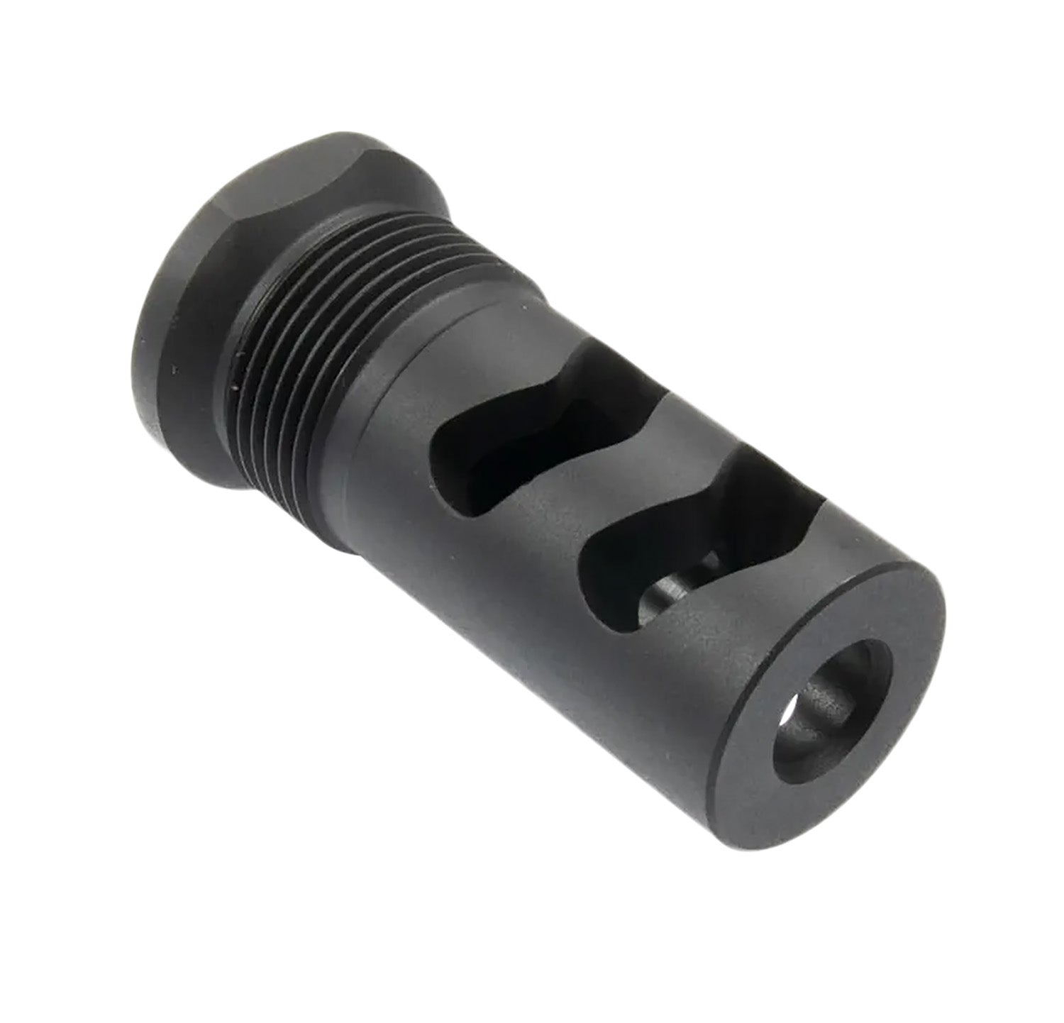 Wilson Combat Whisper .30 Caliber Flat Back Rapid-Thread Muzzle Brake 5/8"x24, Black Melonite