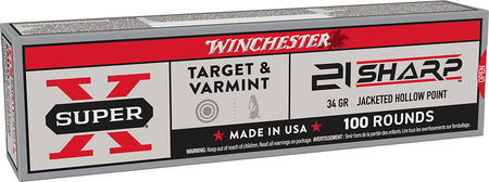 Winchester .21 Sharp Rimefire Ammo Super X Jacketed Hollow Point JHP 34 grain 
