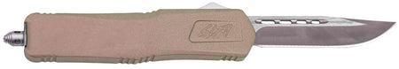 GLFA Medium 3.50" Out The Front Knife Plain Steel Blade Flat Dark Earth Cerakote Aluminum Handle