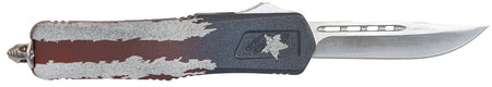 GLFA Medium 3.50" Out The Front Knife Plain Steel Blade American Flag Cerakote Aluminum Handle