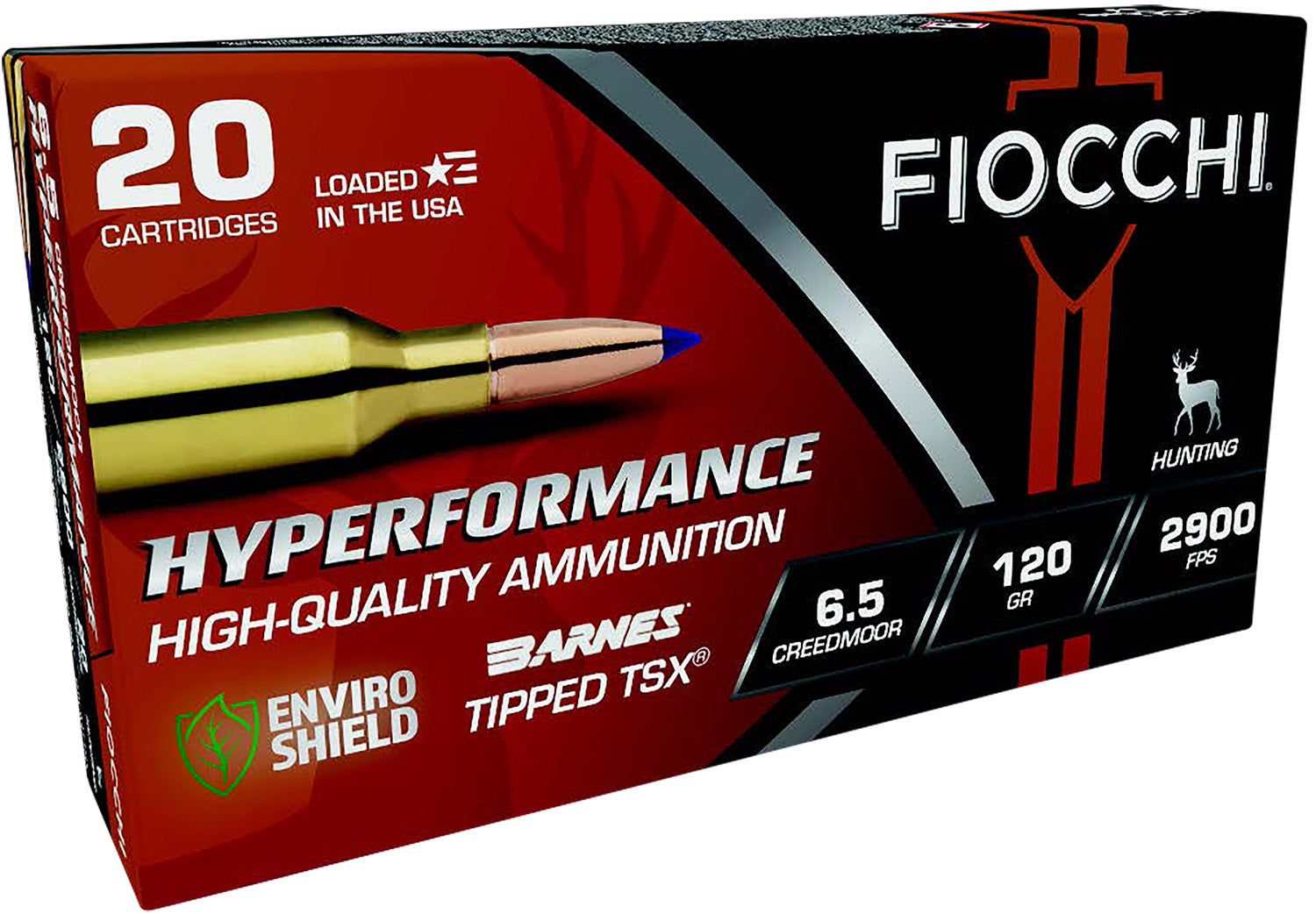 Fiocchi 6.5mm Creedmoor Rifle Ammo Hyperformance Hunt Lead Free Ballistic Tip PolyTip 120 grain 