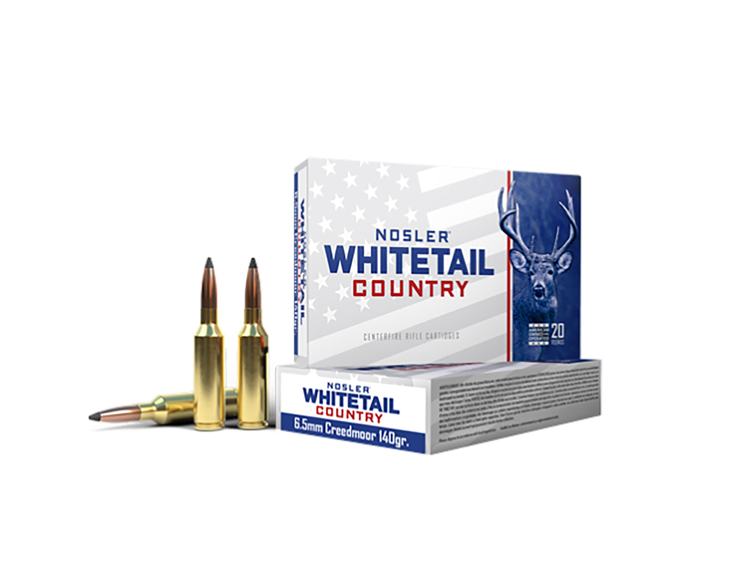 Nosler 6.5mm Creedmoor Rifle Ammo Whitetail Country Boat Tail Spire Point JSP 140 grain 