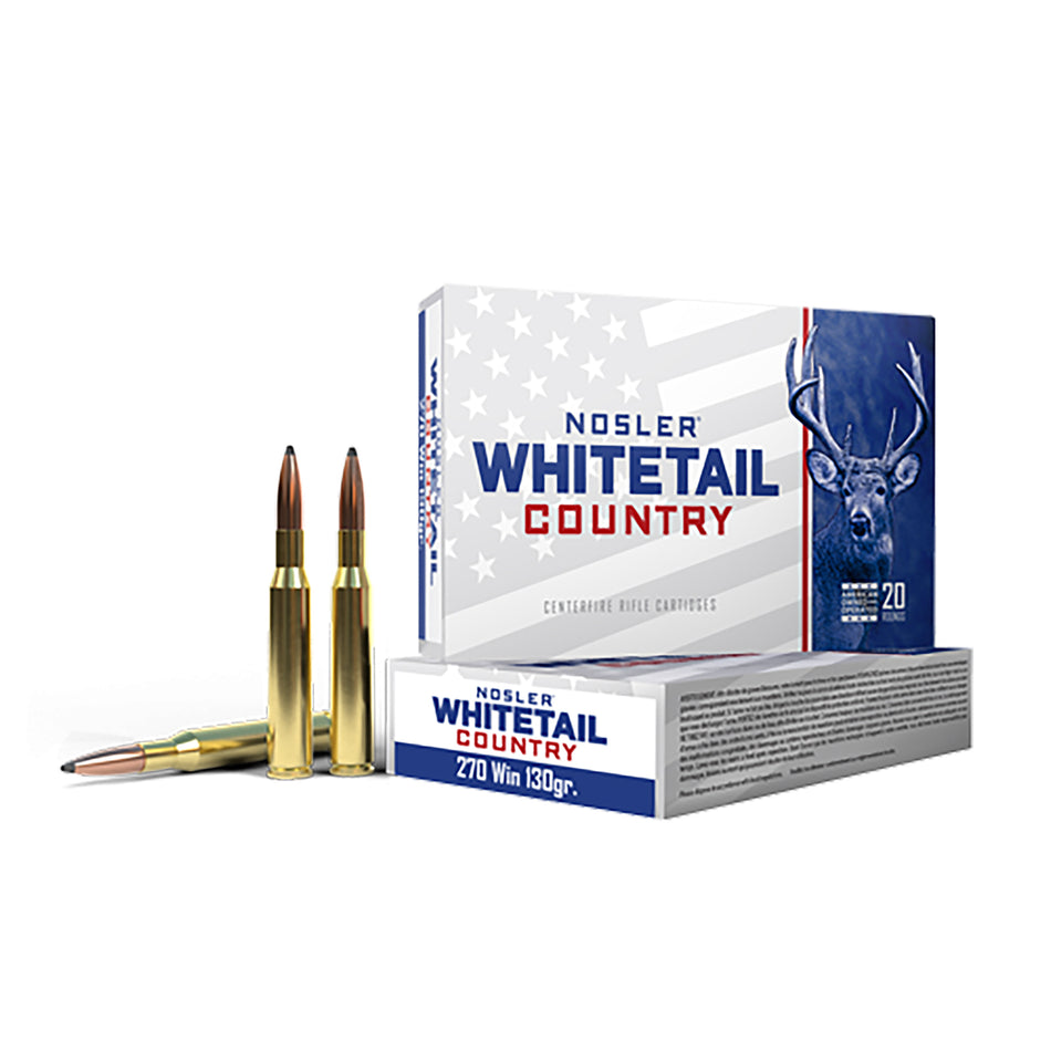 Nosler .270 Winchester Rifle Ammo Nosler Whitetail Country Boat Tail Spire Point JSP 130 grain 