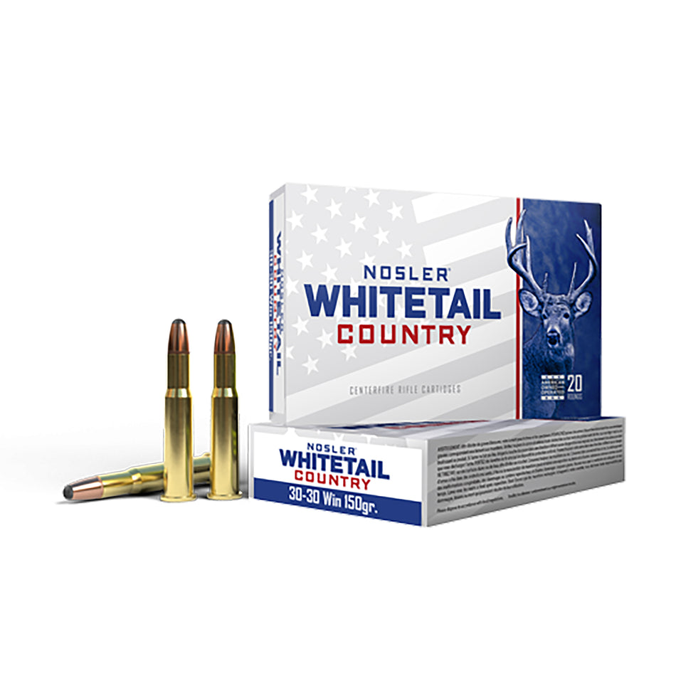 Nosler .30-30 Winchester Rifle Ammo Whitetail Country Solid JSP 150 grain 