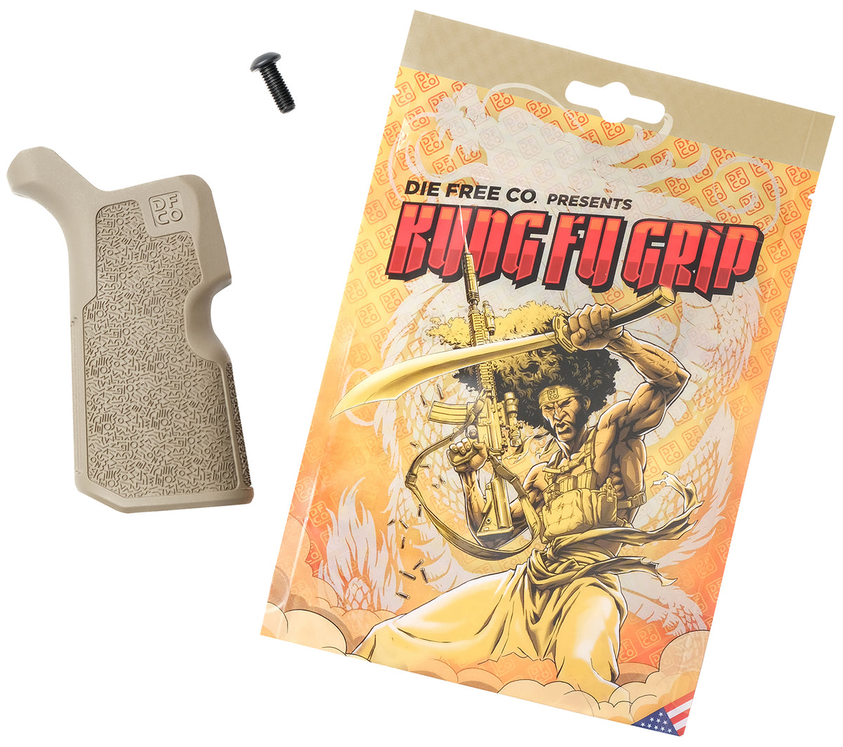 Die Free Co KFGFDE Kung Fu Grip FDE Nylon Reduced Angle for AR15 M4 AR10 SR25