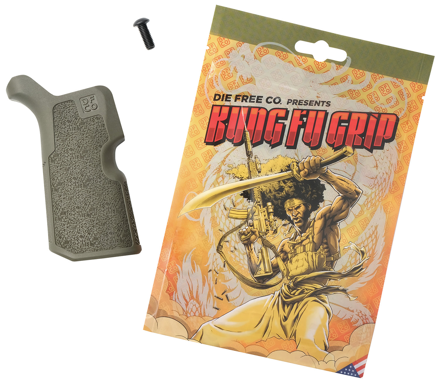 Die Free Co Kung Fu Grip OD Green Nylon Pistol Grip for AR15/M4 & AR10/SR25