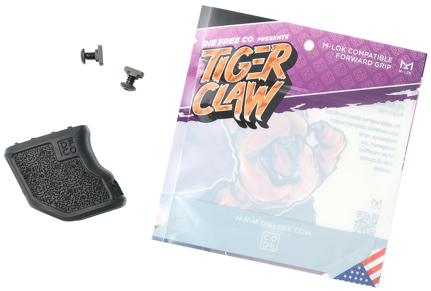 Die Free Co Tiger Claw Black Nylon 10-Degree Angled Fore Grip M-Lok