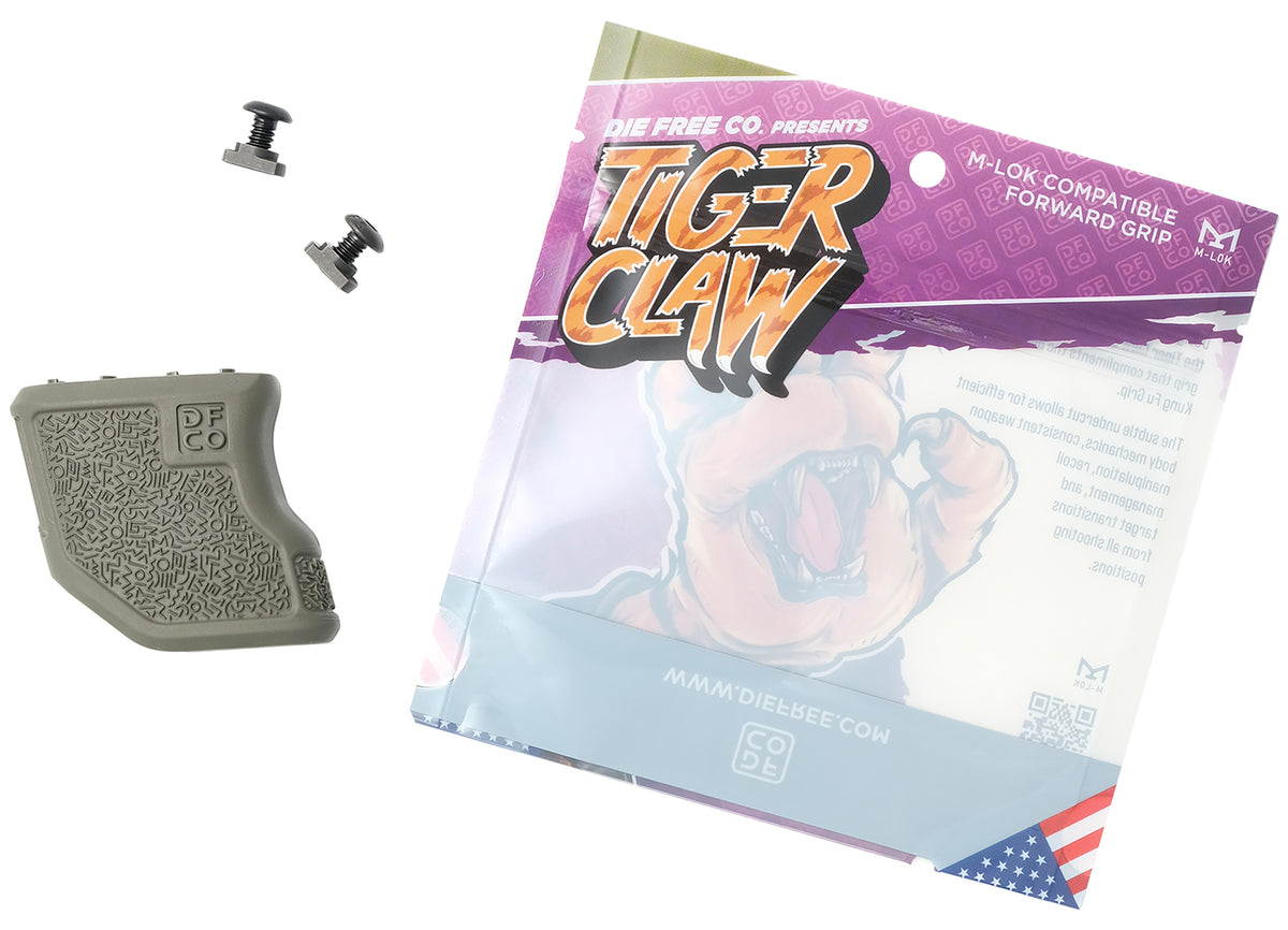 Die Free Co Tiger Claw OD Green Nylon 10-Degree Angled Fore Grip M-Lok