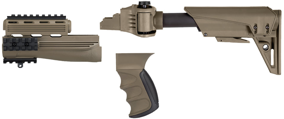 ATI Outdoors S-Force Flat Dark Earth AK-47 Adjustable Side-Folding Stock with Ventilated Handguards and Cheekrest