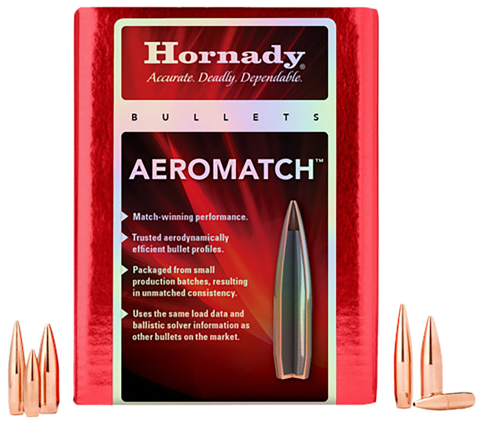 Hornady AeroMatch 22 Cal .224 Diameter 69 Grain Boat Tail Hollow Point Bullets 500 Count