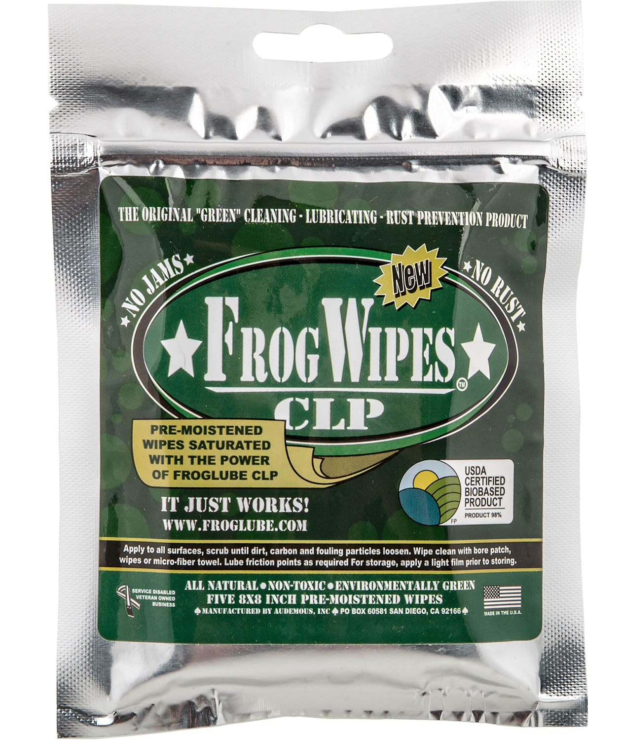 FrogLube Frog Wipes 5 Pack Ziplock - Firearm Cleaning Wipes