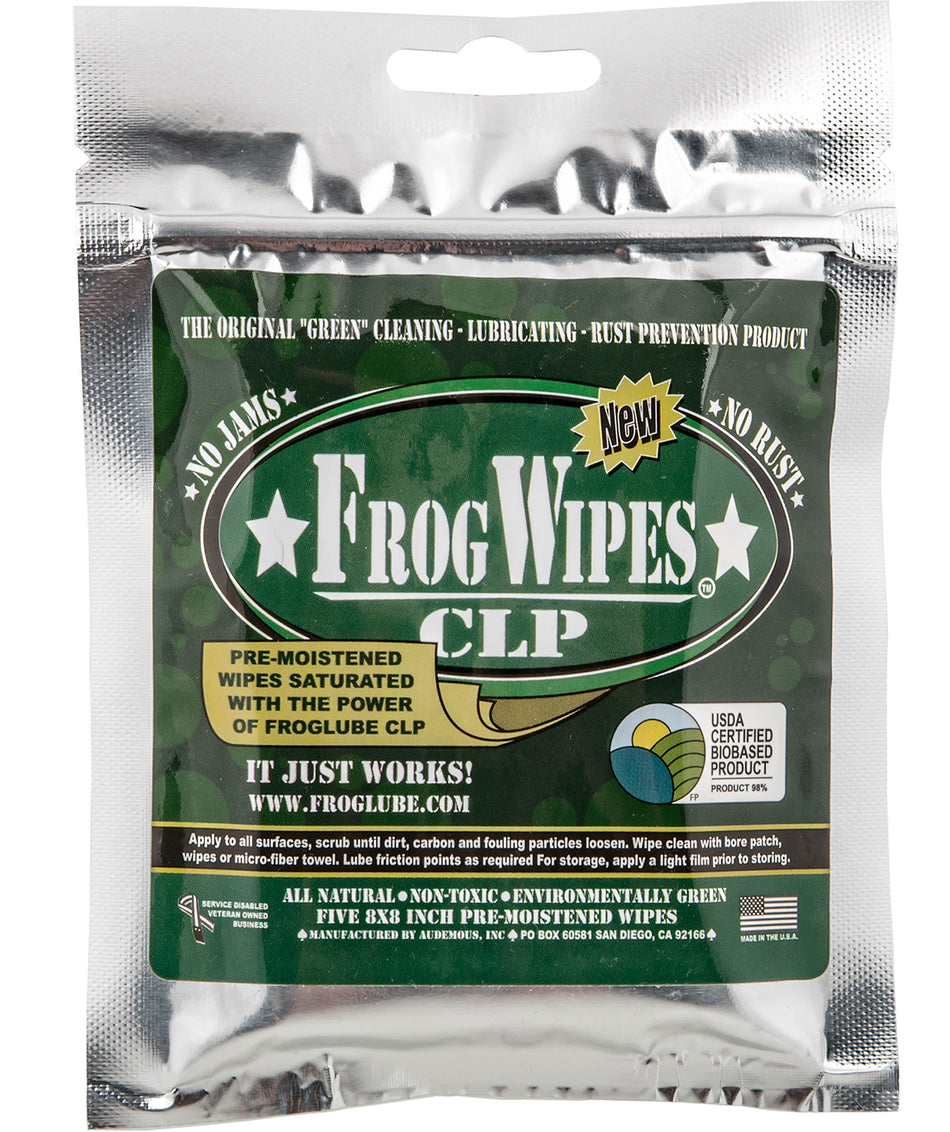 FrogLube Frog Wipes 5 Pack Ziplock - Firearm Cleaning Wipes