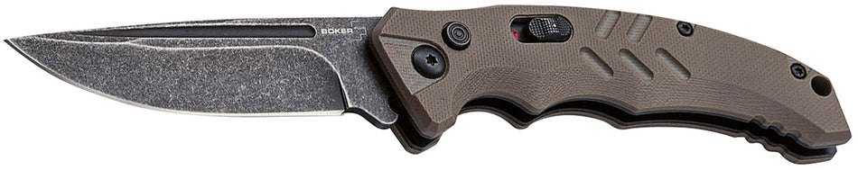 Boker Plus Intention II Automatic Folder Drop Point D2 Blade Brown G10 Scales