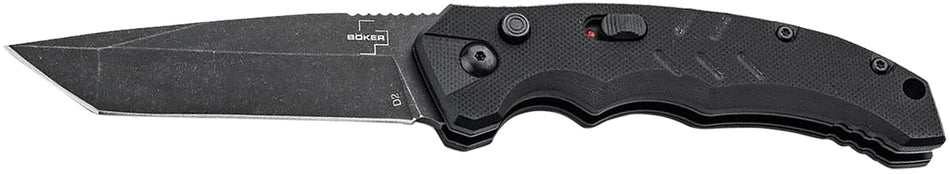 Boker Plus Intention II Auto Folding Tanto 3.07" Black Stonewash D2 Blade G10 Handle