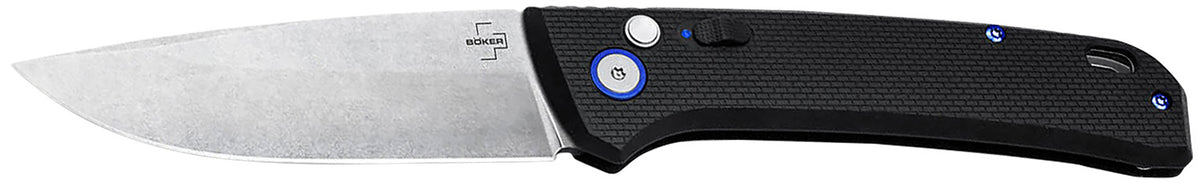 Boker Plus FRND Auto Folding EDC Knife 3.35" Stonewash D2 Drop Point Black Grivory