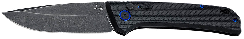 Boker Plus FRND Black Auto Folding EDC Knife 3.35" Smoky Black D2 Grivory Handle