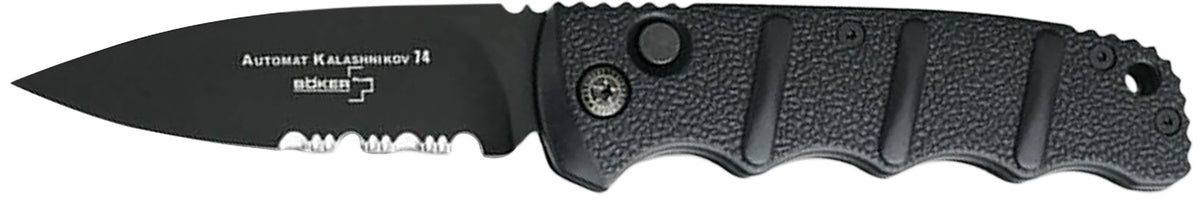 Boker 01KALS100 Kalashnikov Folding Knife 3.35" Black D2 Steel Drop Point Blade Aluminum Handle