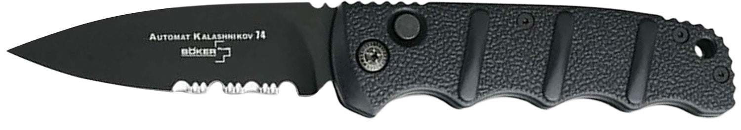 Boker 01KALS100 Kalashnikov Folding Knife 3.35" Black D2 Steel Drop Point Blade Aluminum Handle