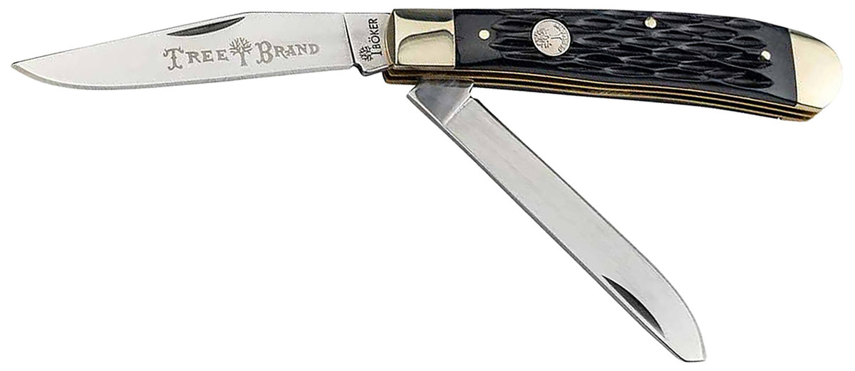Boker Trapper 2.0 110824 D2 Steel Blade Pocket Knife with Black Jigged Bone Handle