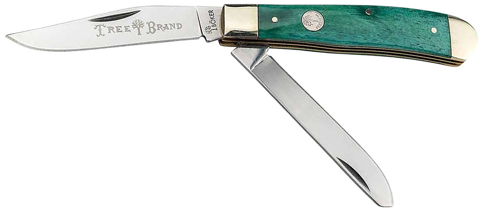 Boker Trapper 2.0 110829 D2 Steel Blade Pocket Knife with Smooth Green Bone Handle