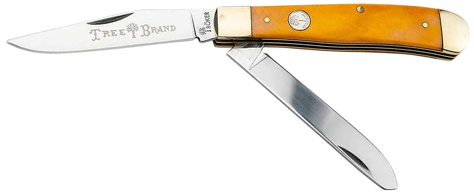 Boker Trapper Traditional 110835 D2 Steel Blade Pocket Knife with Smooth Yellow Bone Handle