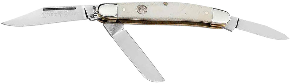 Boker Stockman Traditional 110854 Medium D2 Steel Blade Knife with Smooth White Bone Handle