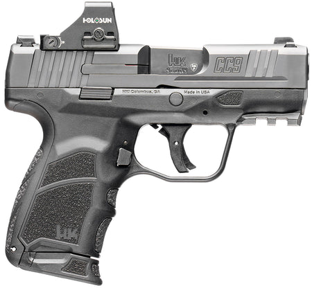HK 81001132 CC9 9mm Luger 10+1 3.32" Black Polygonal Rifled Barrel, Optic Ready RMSc/407k Footprint/Serrated Steel Slide, Polymer Frame w/Picatinny Rail, Black Interchangeable Backstrap Grip