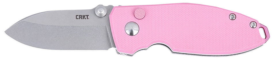 CRKT SQUID 2474P 2.27" Stonewashed D2 Steel EDC Folder, Pink G10 Handle