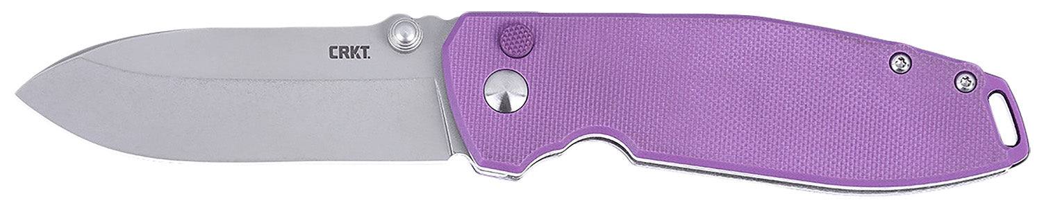 CRKT Squid XM 2495P 2.95" Plain Stonewashed 14C28N Folder, Purple G10 Handle
