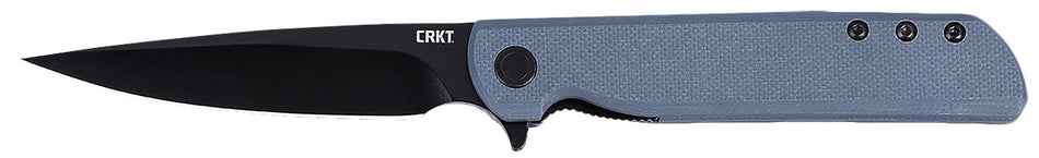 CRKT LCK+ 3801KN 3.38" Plain Black Oxide 14C28N Folder, Gray Textured G10 Handle