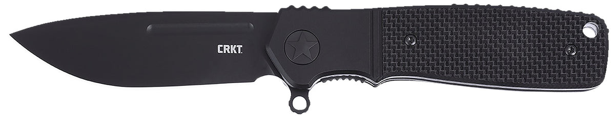 CRKT Homefront Compact K245KKP 2.91" Plain Black DLC S35VN Folder, Black G10 Handle