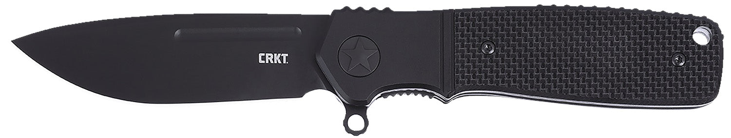 CRKT Homefront Compact K245KKP 2.91" Plain Black DLC S35VN Folder, Black G10 Handle