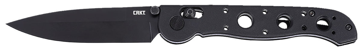 CRKT M16 03XK 3.57" Spear Point Plain Black EDP D2 Folder, Black Grivory Handle